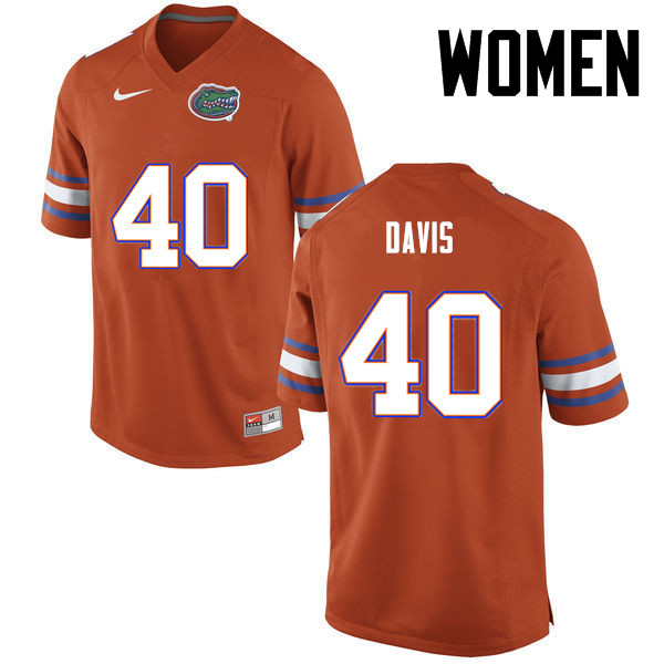 Women Florida Gators #40 Jarrad Davis College Football Jerseys-Orange - Click Image to Close